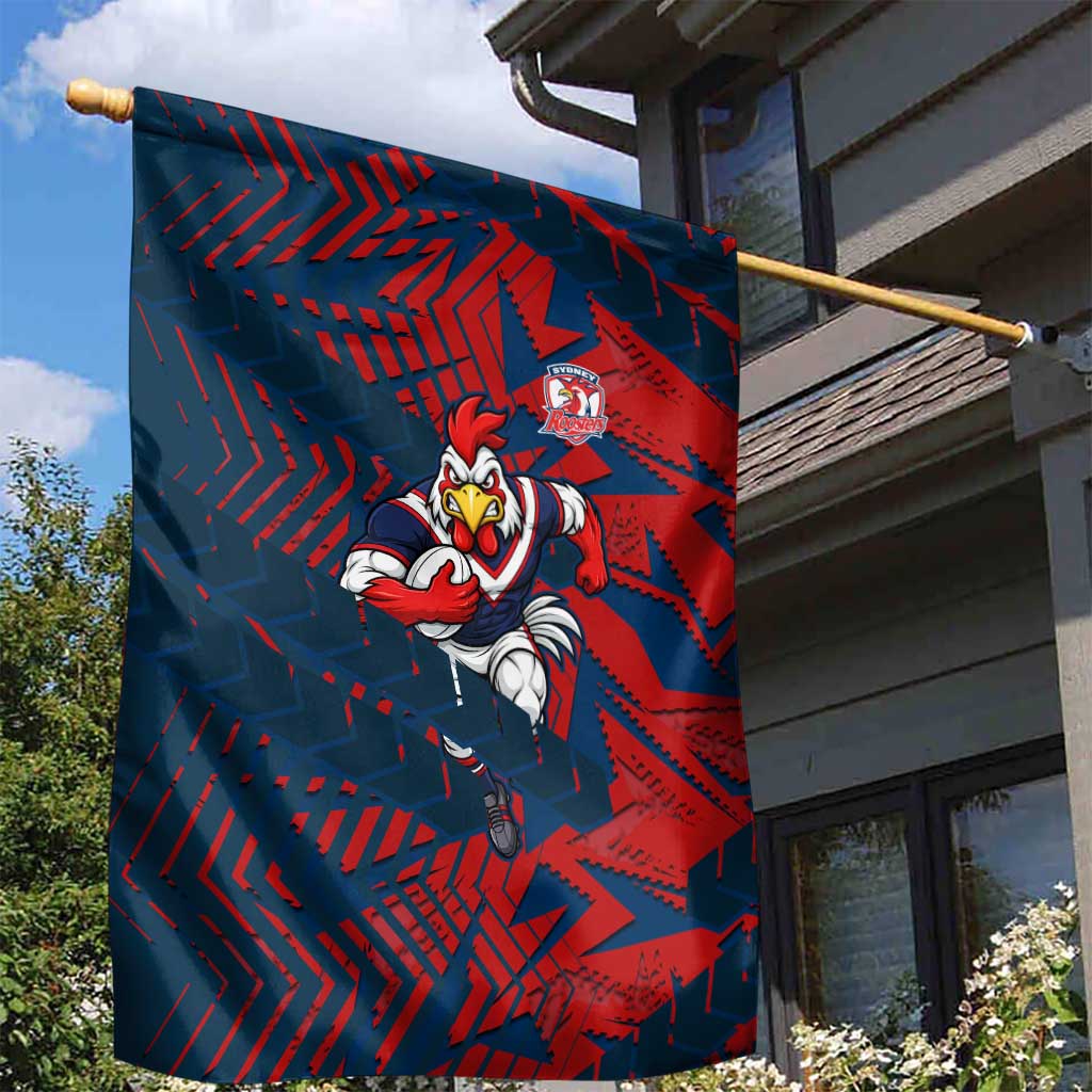 Sydney Roosters Rugby Garden Flag Fierce Mascot Geometric Tribal Art