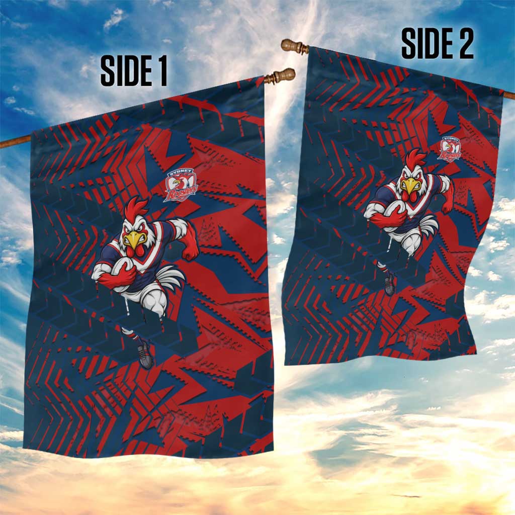 Sydney Roosters Rugby Garden Flag Fierce Mascot Geometric Tribal Art