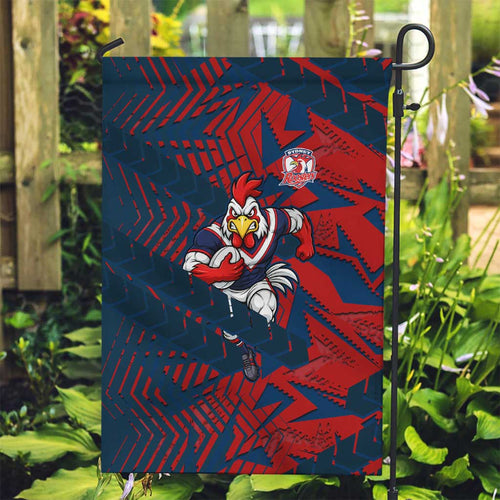Sydney Roosters Rugby Garden Flag Fierce Mascot Geometric Tribal Art