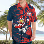 Sydney Roosters Rugby Hawaiian Shirt Fierce Mascot Geometric Tribal Art