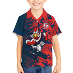 Sydney Roosters Rugby Hawaiian Shirt Fierce Mascot Geometric Tribal Art