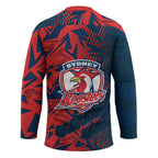 Sydney Roosters Rugby Hockey Jersey Fierce Mascot Geometric Tribal Art