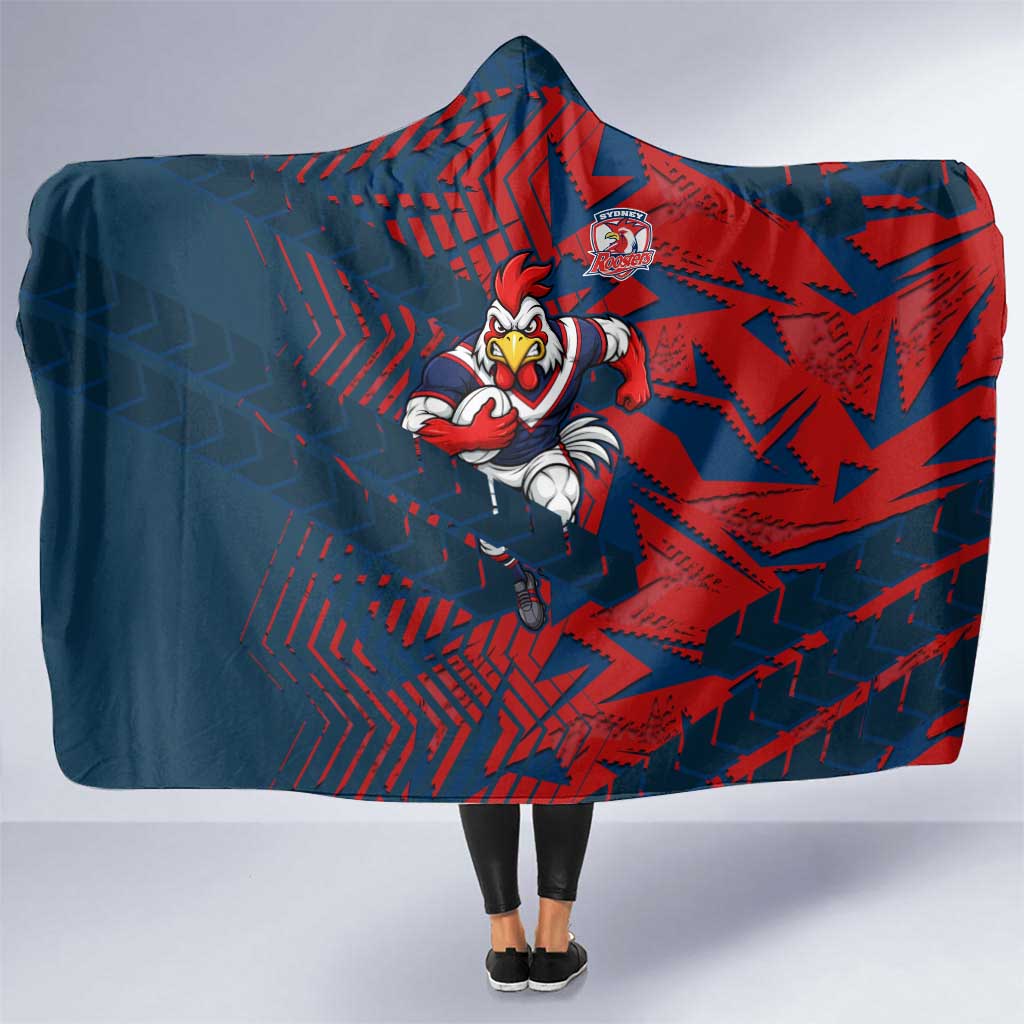 Sydney Roosters Rugby Hooded Blanket Fierce Mascot Geometric Tribal Art