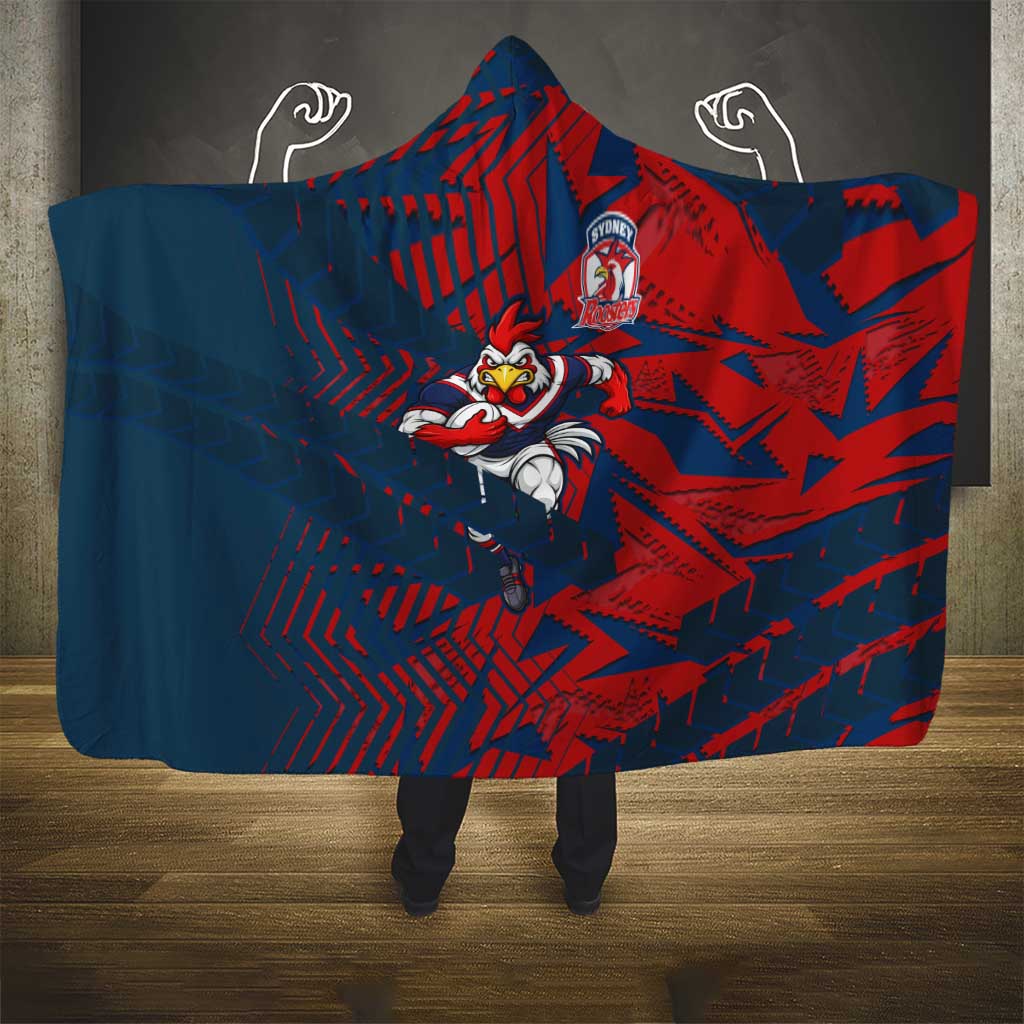 Sydney Roosters Rugby Hooded Blanket Fierce Mascot Geometric Tribal Art
