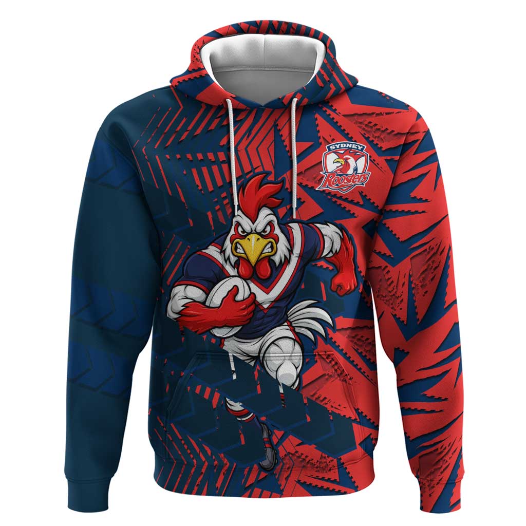 Sydney Roosters Rugby Hoodie Fierce Mascot Geometric Tribal Art