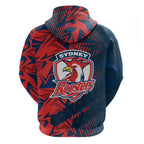 Sydney Roosters Rugby Hoodie Fierce Mascot Geometric Tribal Art