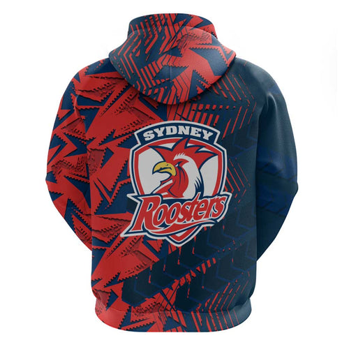 Sydney Roosters Rugby Hoodie Fierce Mascot Geometric Tribal Art