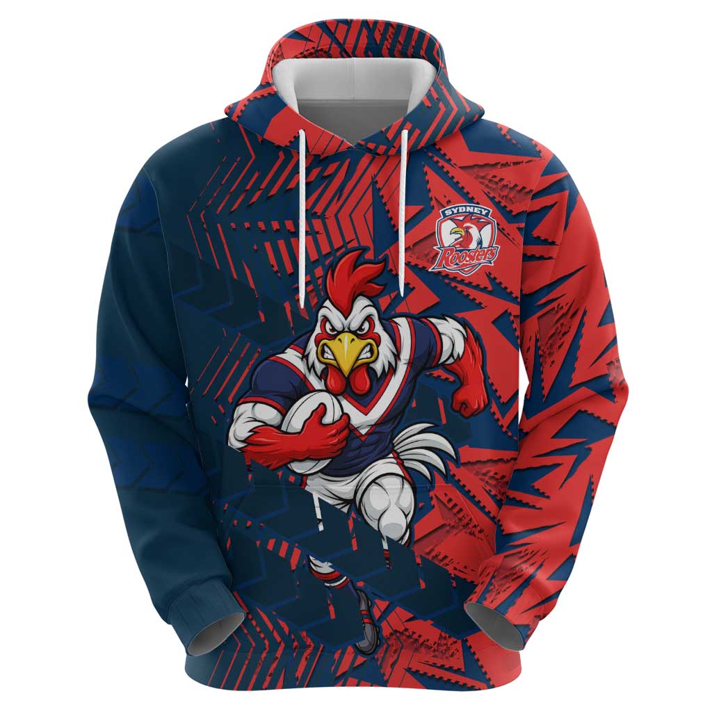 Sydney Roosters Rugby Hoodie Fierce Mascot Geometric Tribal Art