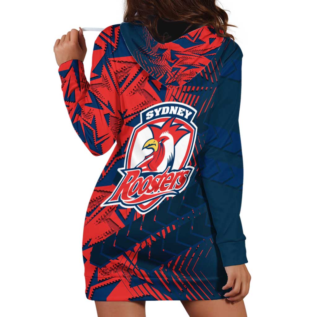 Sydney Roosters Rugby Hoodie Dress Fierce Mascot Geometric Tribal Art