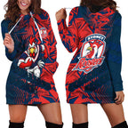Sydney Roosters Rugby Hoodie Dress Fierce Mascot Geometric Tribal Art