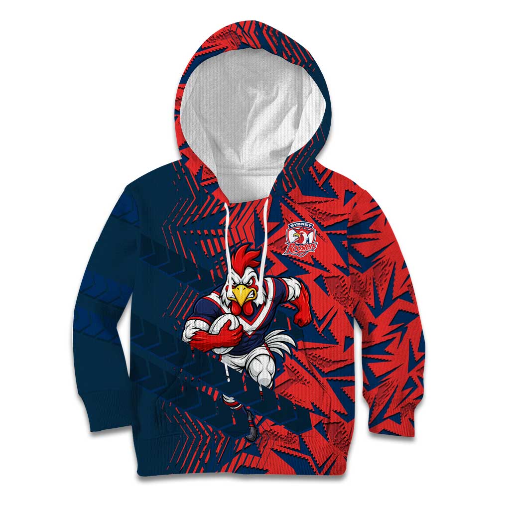 Sydney Roosters Rugby Kid Hoodie Fierce Mascot Geometric Tribal Art