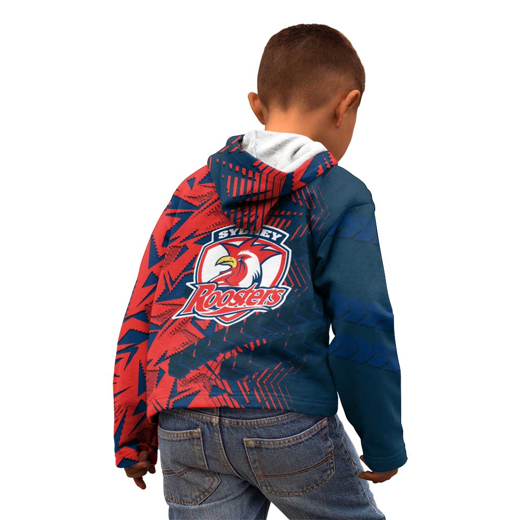 Sydney Roosters Rugby Kid Hoodie Fierce Mascot Geometric Tribal Art