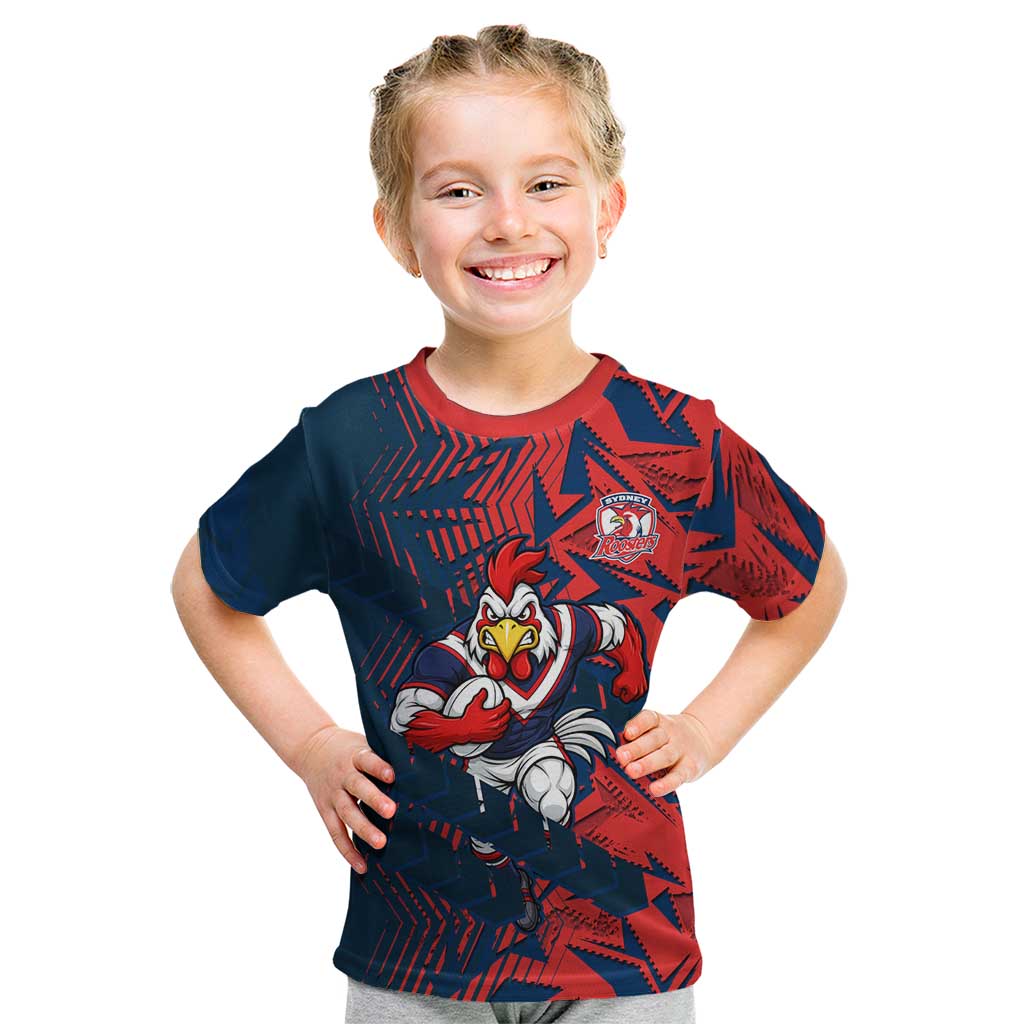 Sydney Roosters Rugby Kid T Shirt Fierce Mascot Geometric Tribal Art