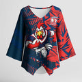 Sydney Roosters Rugby Kimono Sleeve Blouse Fierce Mascot Geometric Tribal Art