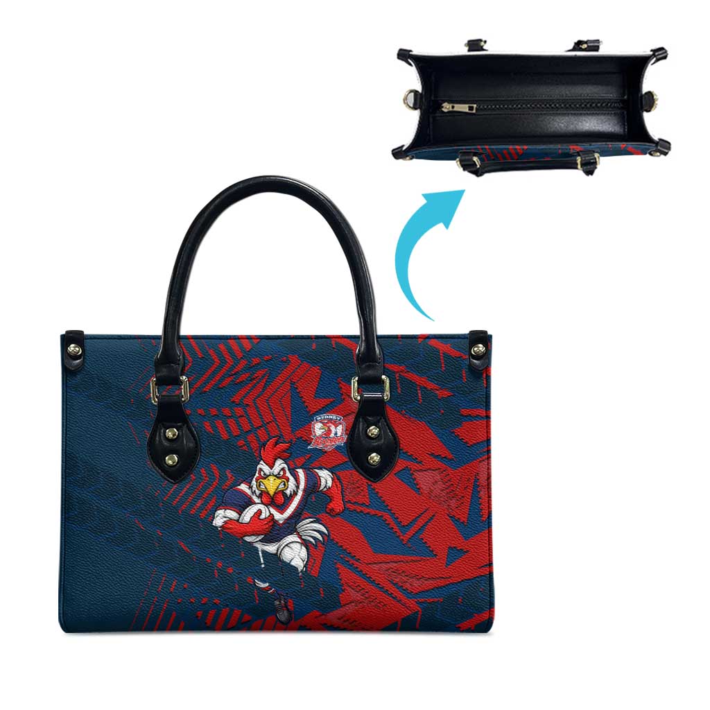 Sydney Roosters Rugby Leather Bag Fierce Mascot Geometric Tribal Art