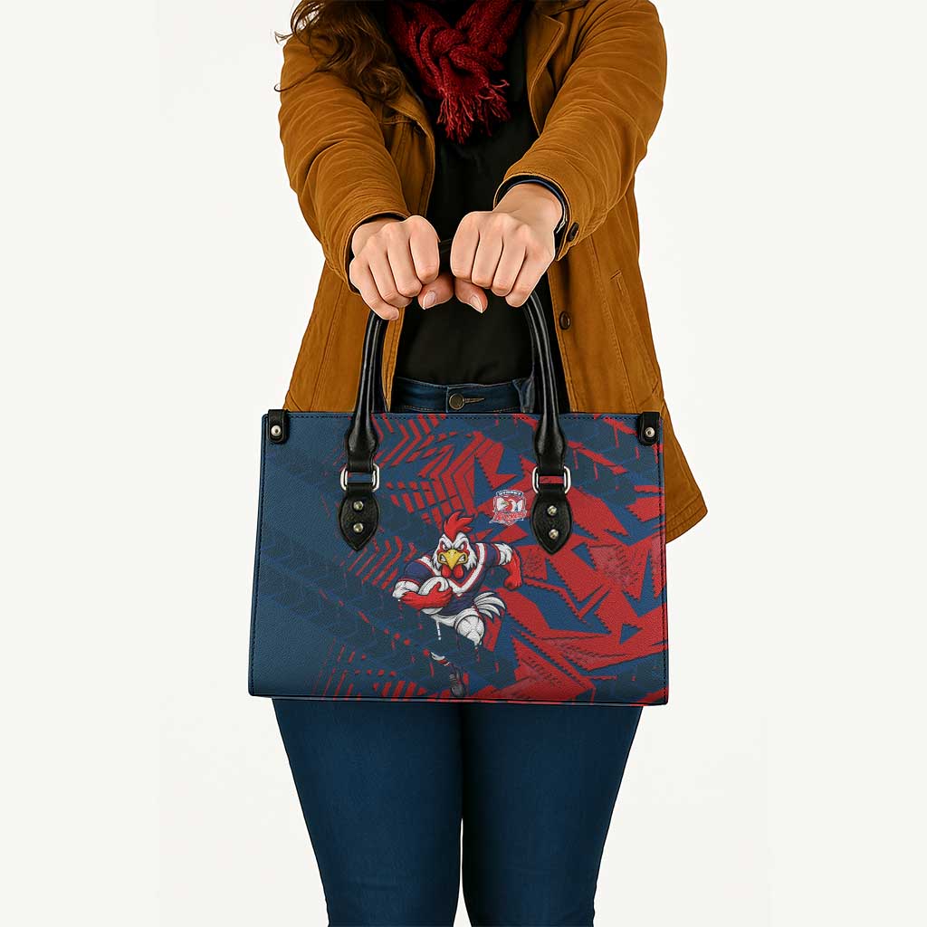 Sydney Roosters Rugby Leather Bag Fierce Mascot Geometric Tribal Art