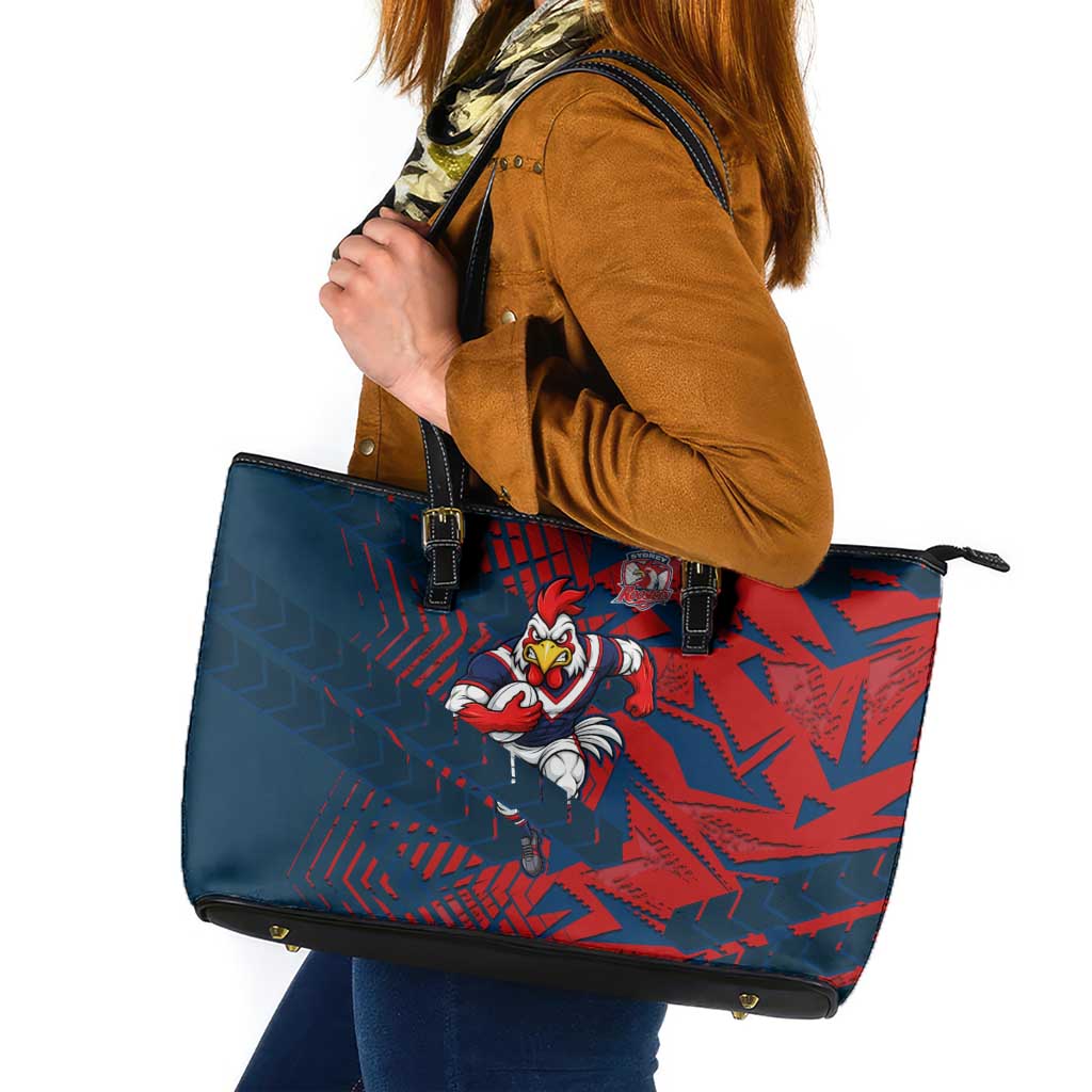Sydney Roosters Rugby Leather Tote Bag Fierce Mascot Geometric Tribal Art