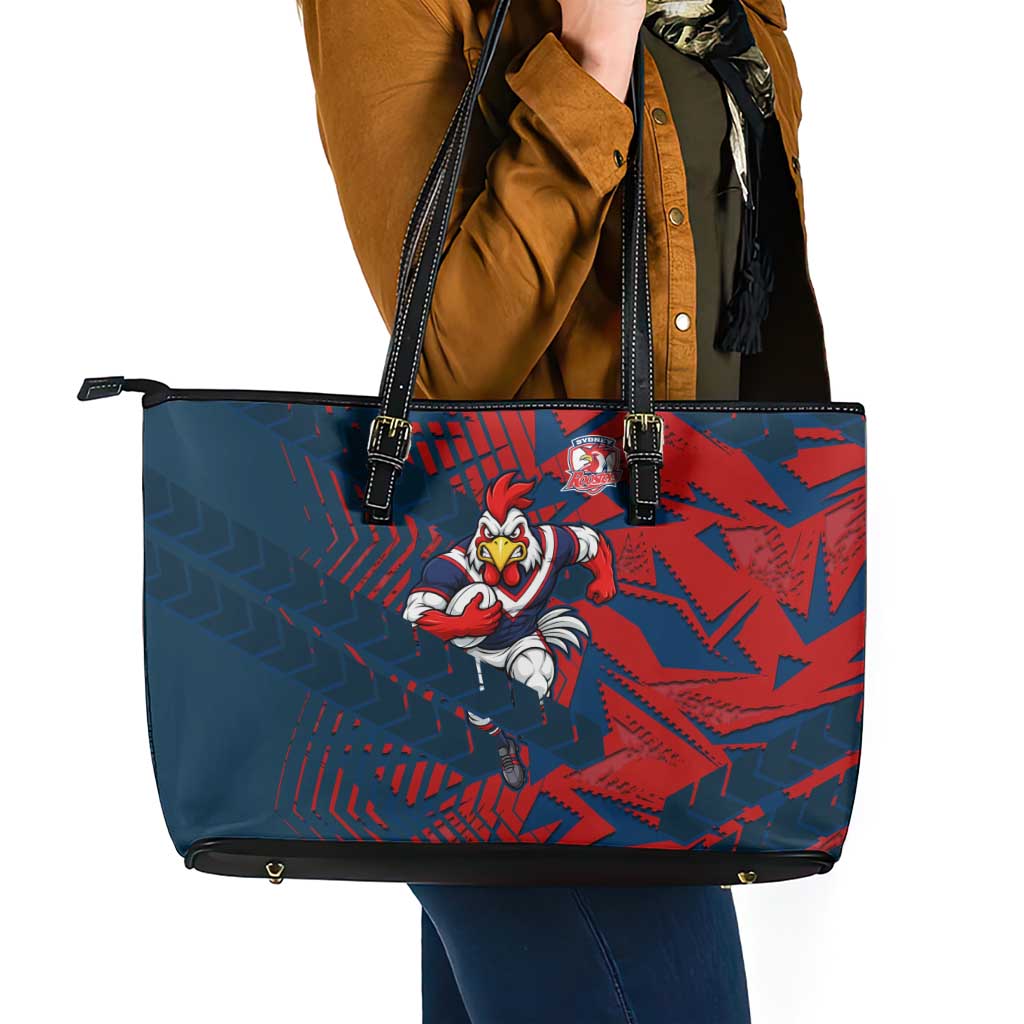 Sydney Roosters Rugby Leather Tote Bag Fierce Mascot Geometric Tribal Art