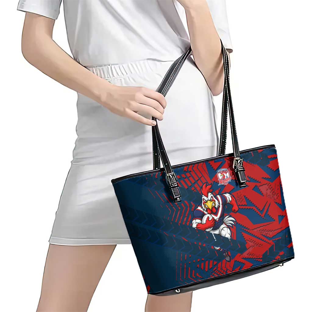 Sydney Roosters Rugby Leather Tote Bag Fierce Mascot Geometric Tribal Art