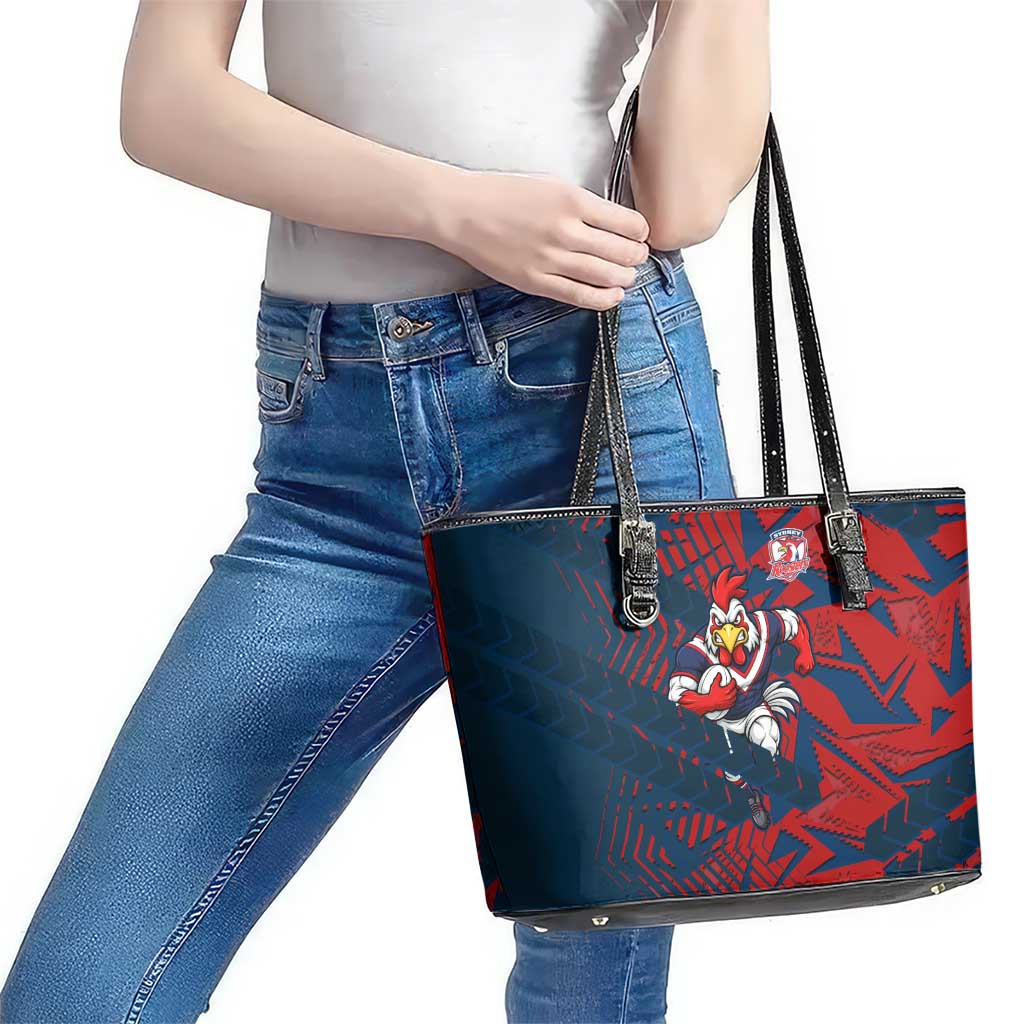 Sydney Roosters Rugby Leather Tote Bag Fierce Mascot Geometric Tribal Art