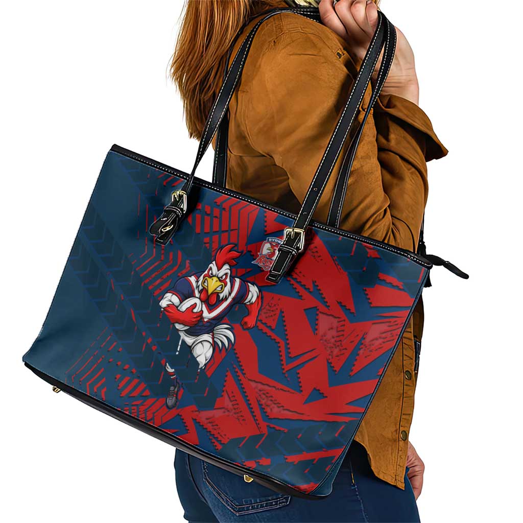 Sydney Roosters Rugby Leather Tote Bag Fierce Mascot Geometric Tribal Art
