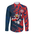 Sydney Roosters Rugby Long Sleeve Button Shirt Fierce Mascot Geometric Tribal Art