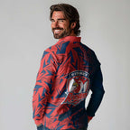 Sydney Roosters Rugby Long Sleeve Polo Shirt Fierce Mascot Geometric Tribal Art