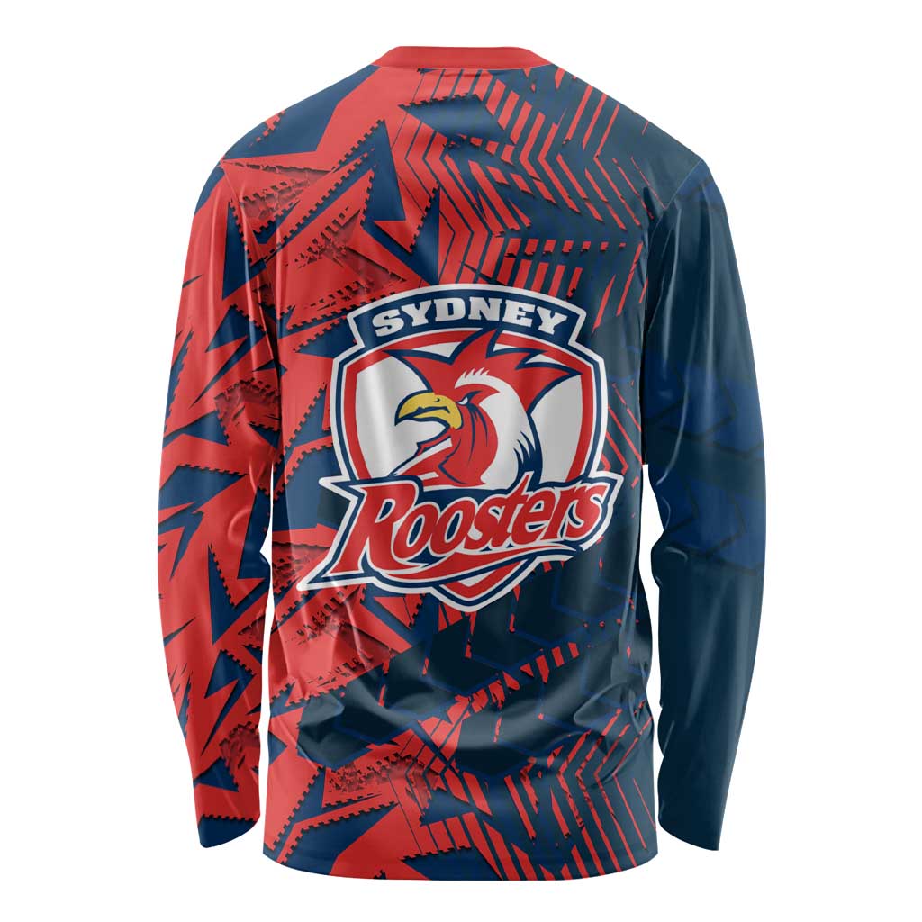 Sydney Roosters Rugby Long Sleeve Shirt Fierce Mascot Geometric Tribal Art
