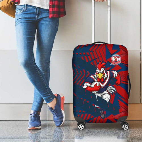 Sydney Roosters Rugby Luggage Cover Fierce Mascot Geometric Tribal Art
