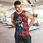 Sydney Roosters Rugby Men Tank Top Fierce Mascot Geometric Tribal Art