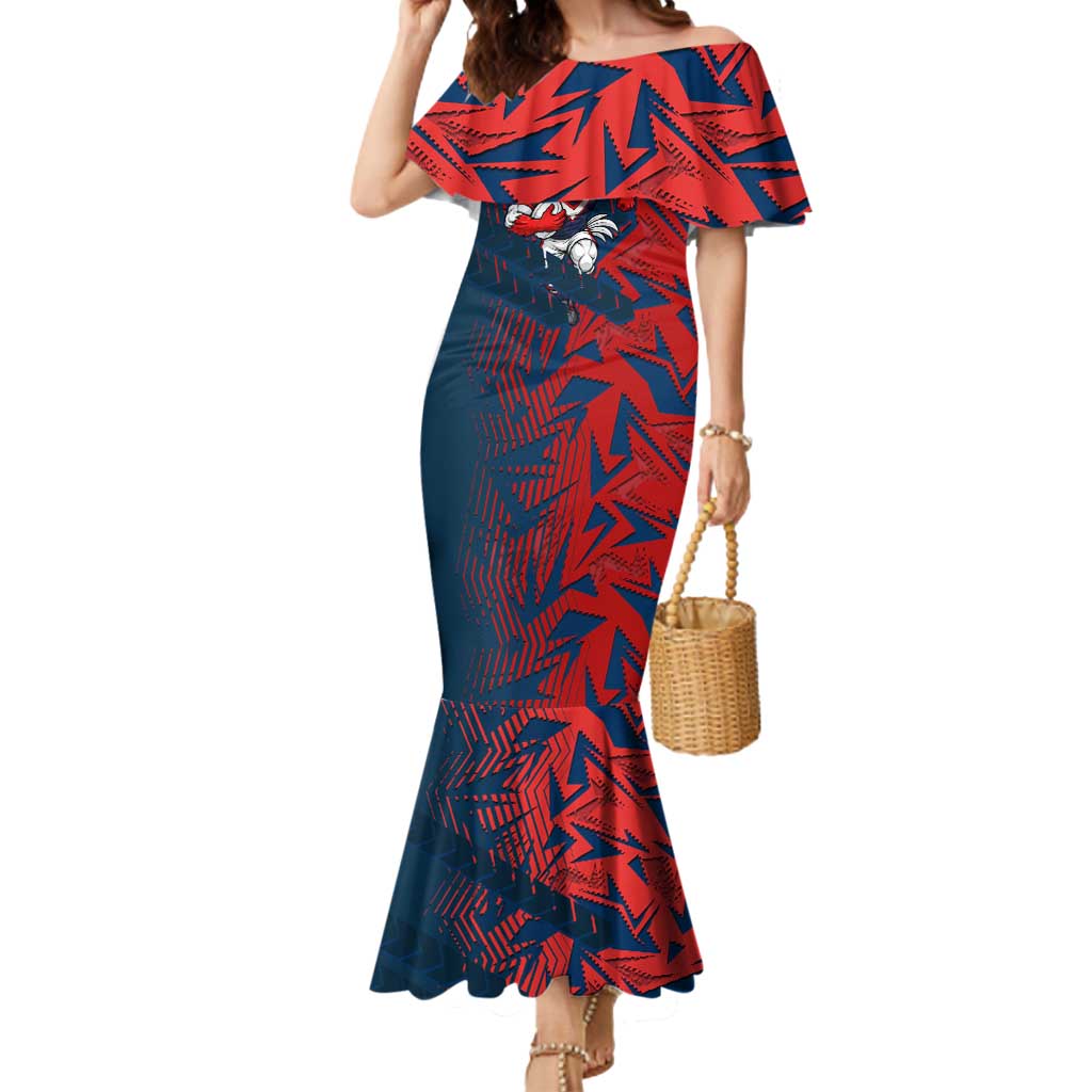 Sydney Roosters Rugby Mermaid Dress Fierce Mascot Geometric Tribal Art