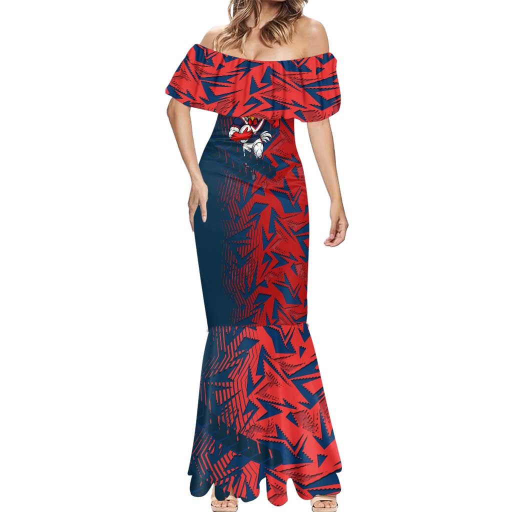 Sydney Roosters Rugby Mermaid Dress Fierce Mascot Geometric Tribal Art