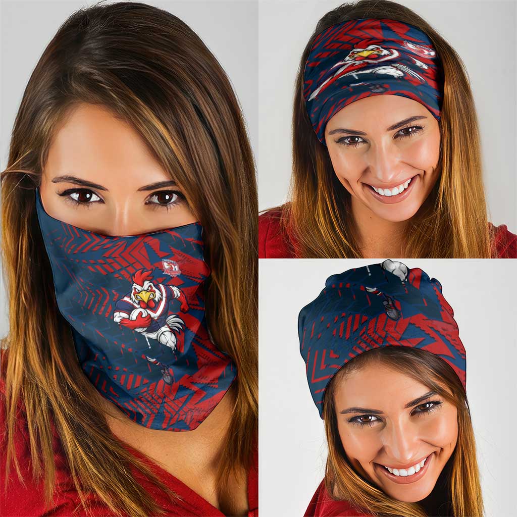 Sydney Roosters Rugby Neck Gaiter Fierce Mascot Geometric Tribal Art