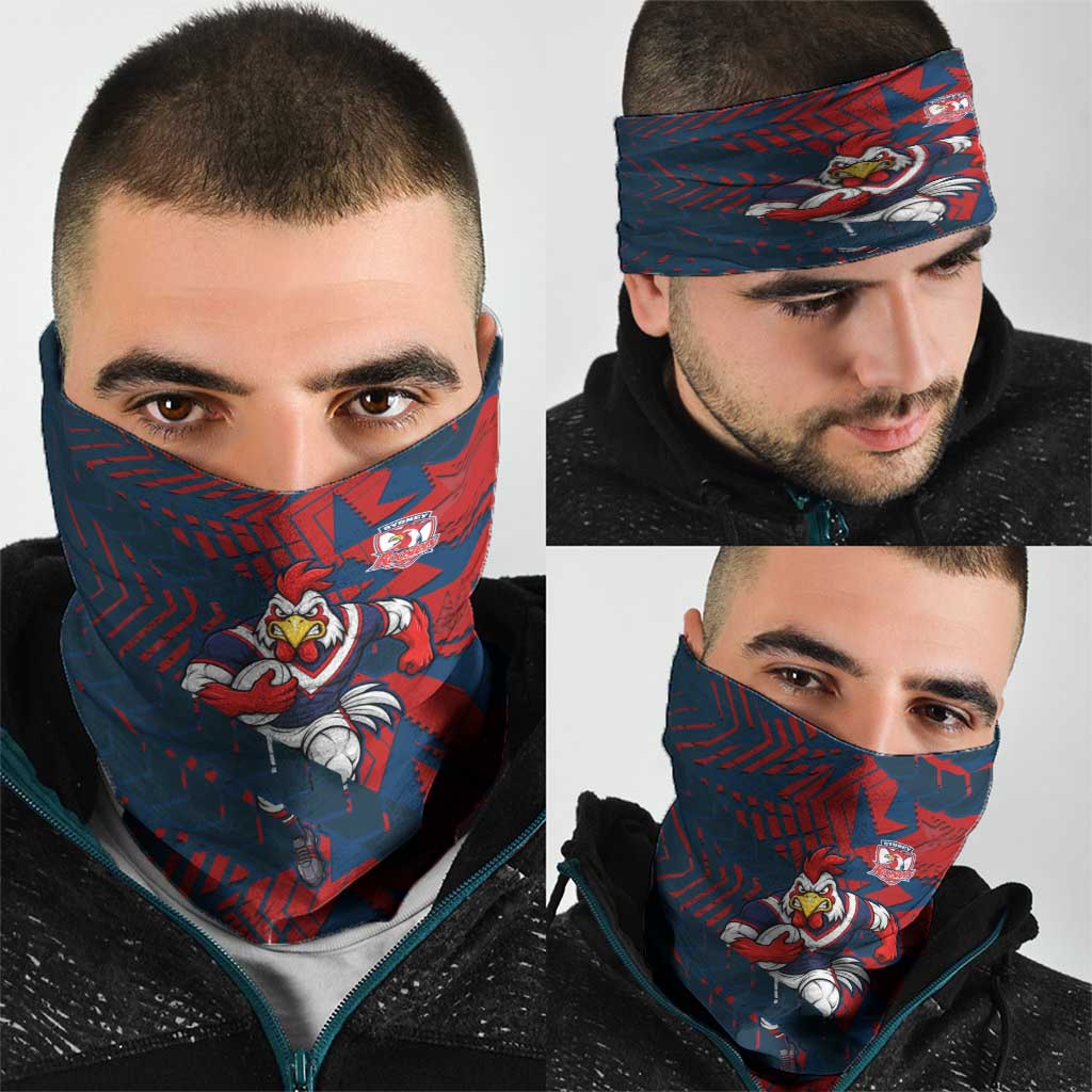 Sydney Roosters Rugby Neck Gaiter Fierce Mascot Geometric Tribal Art