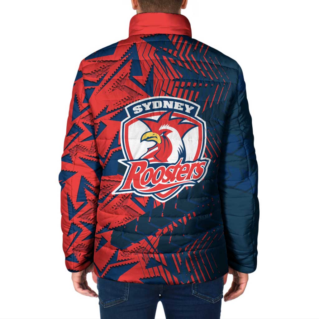 Sydney Roosters Rugby Padded Jacket Fierce Mascot Geometric Tribal Art