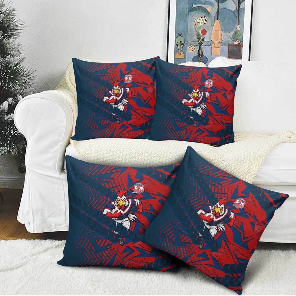 Sydney Roosters Rugby Pillow Cover Fierce Mascot Geometric Tribal Art