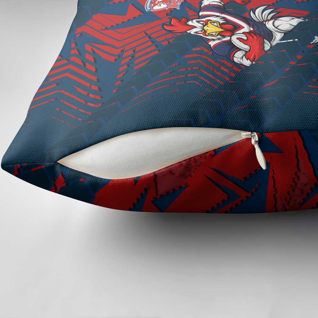 Sydney Roosters Rugby Pillow Cover Fierce Mascot Geometric Tribal Art