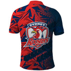 Sydney Roosters Rugby Polo Shirt Fierce Mascot Geometric Tribal Art
