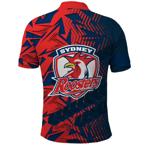 Sydney Roosters Rugby Polo Shirt Fierce Mascot Geometric Tribal Art