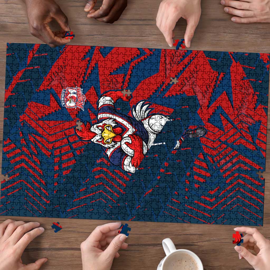 Sydney Roosters Rugby Puzzle Fierce Mascot Geometric Tribal Art
