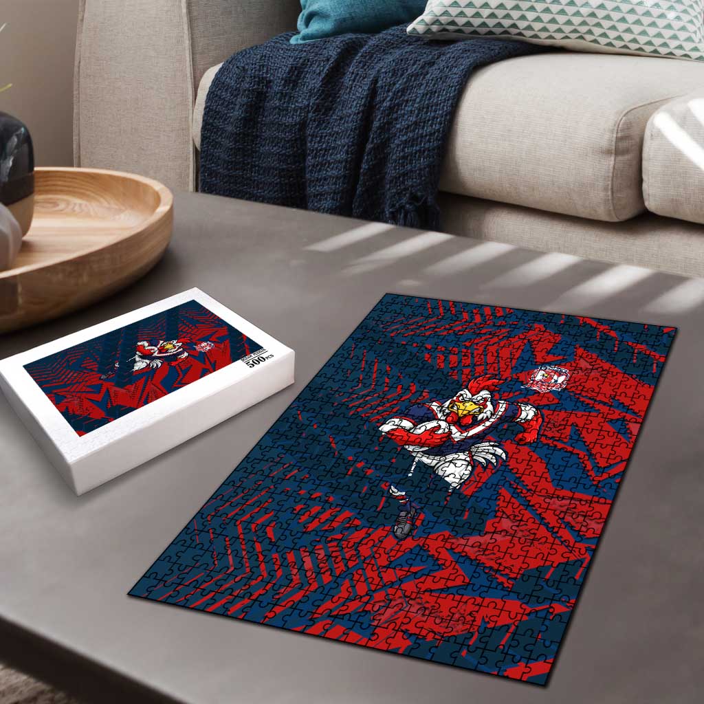 Sydney Roosters Rugby Puzzle Fierce Mascot Geometric Tribal Art