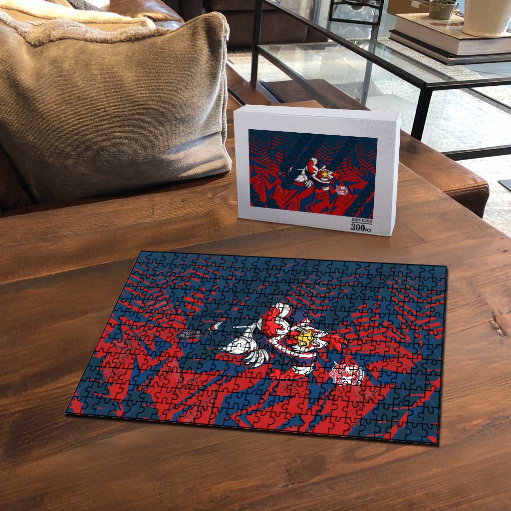 Sydney Roosters Rugby Puzzle Fierce Mascot Geometric Tribal Art