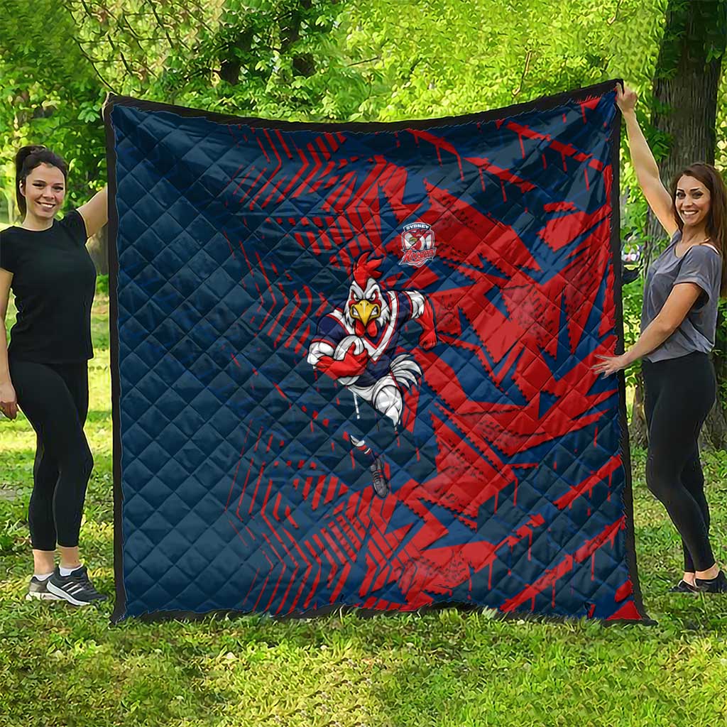 Sydney Roosters Rugby Quilt Fierce Mascot Geometric Tribal Art