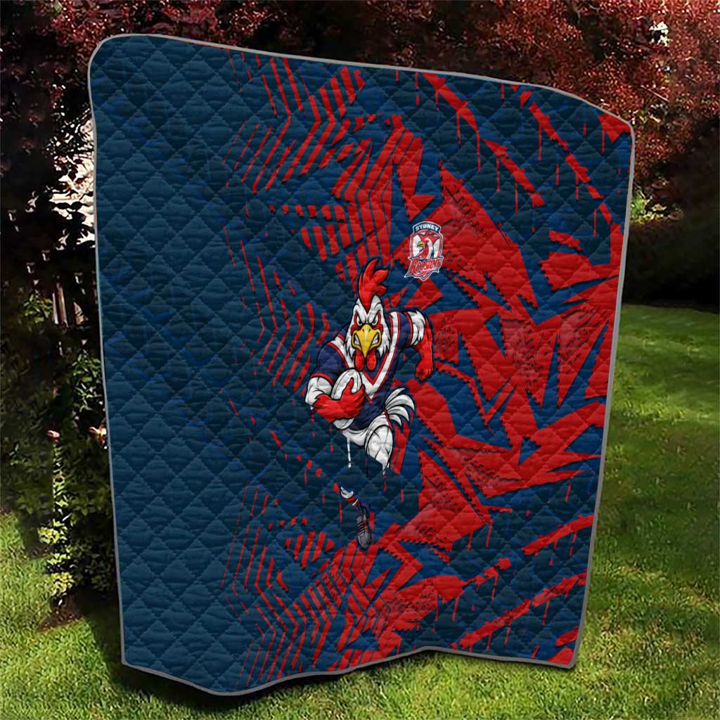 Sydney Roosters Rugby Quilt Fierce Mascot Geometric Tribal Art