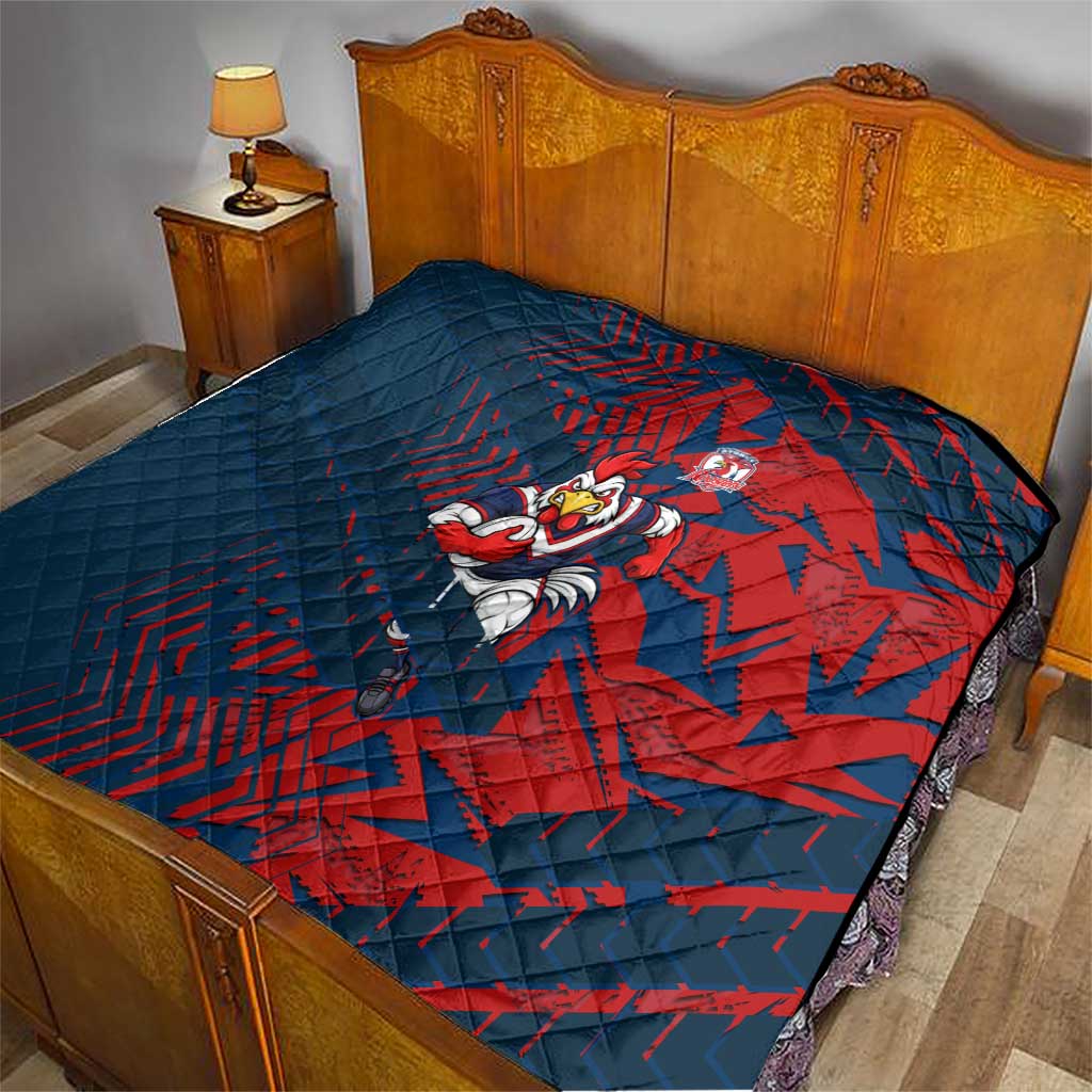 Sydney Roosters Rugby Quilt Fierce Mascot Geometric Tribal Art