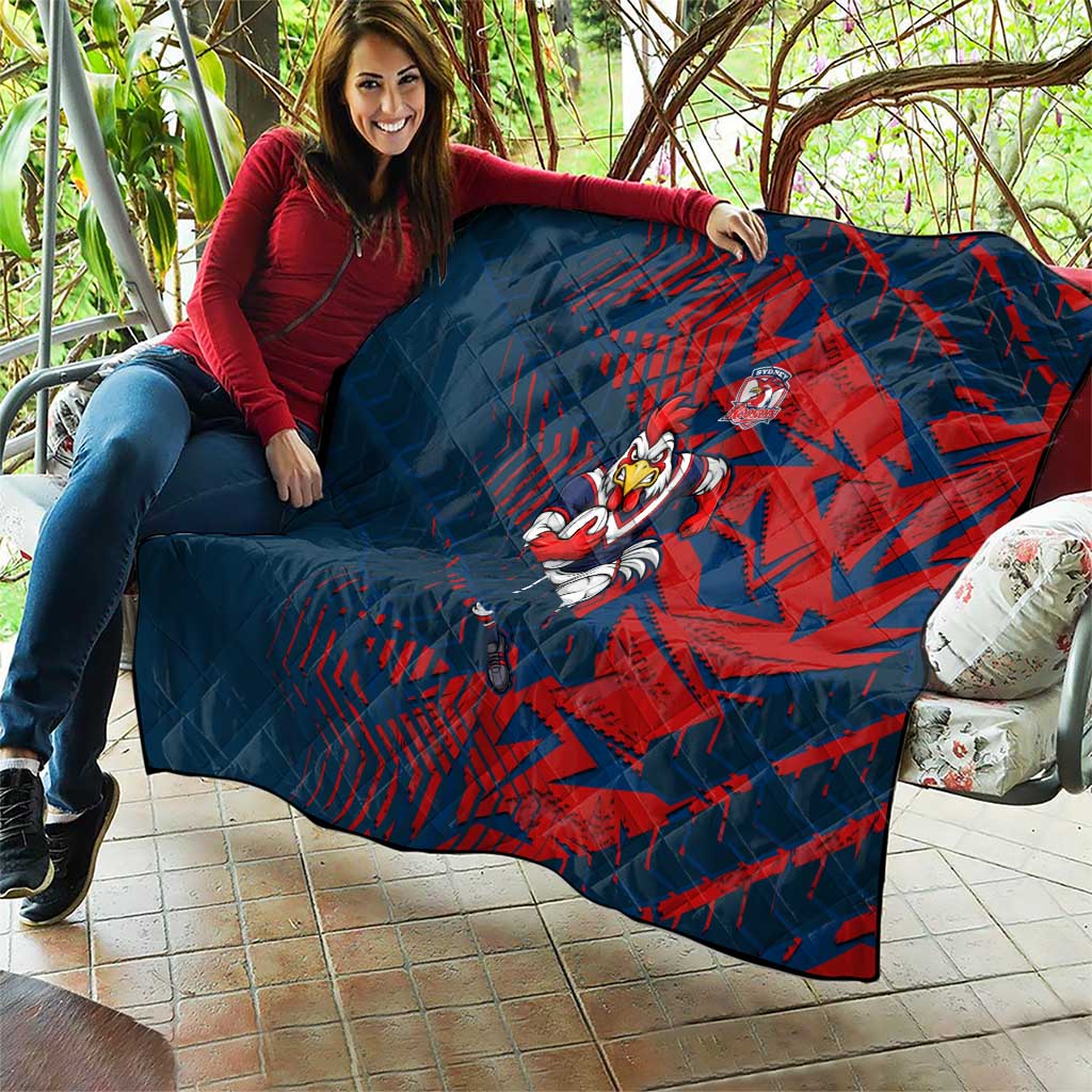 Sydney Roosters Rugby Quilt Fierce Mascot Geometric Tribal Art