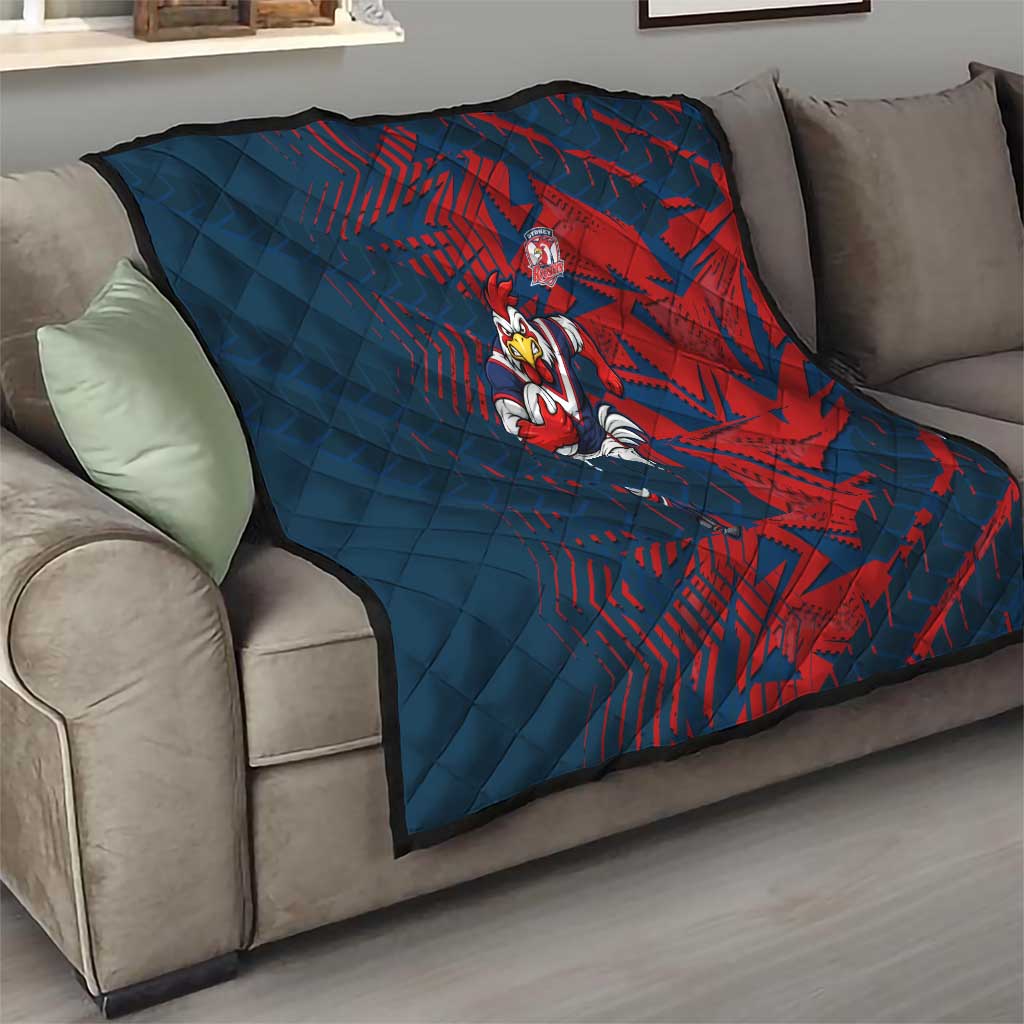 Sydney Roosters Rugby Quilt Fierce Mascot Geometric Tribal Art