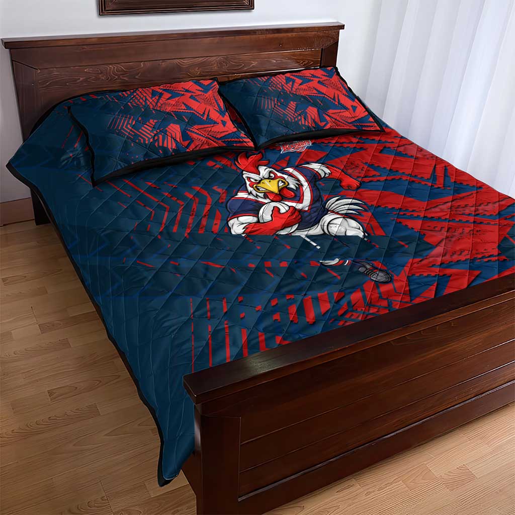 Sydney Roosters Rugby Quilt Bed Set Fierce Mascot Geometric Tribal Art