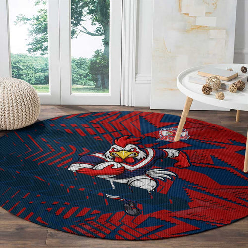 Sydney Roosters Rugby Round Carpet Fierce Mascot Geometric Tribal Art