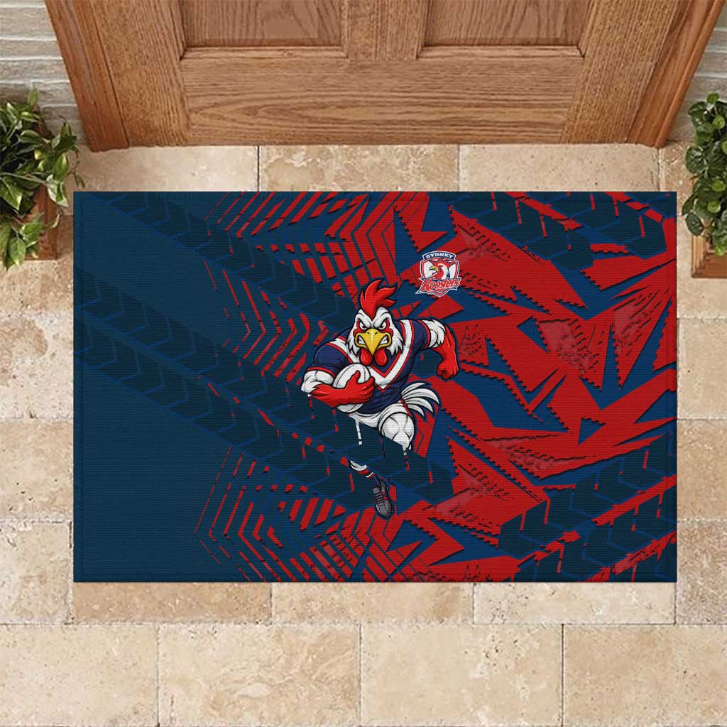 Sydney Roosters Rugby Rubber Doormat Fierce Mascot Geometric Tribal Art